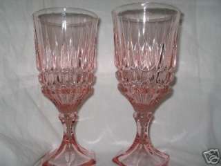Fostoria crystal HERITAGE Water Goblets PINK glasses  