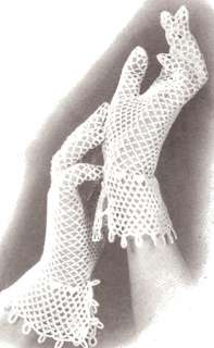 Vintage Fishnet Lace Mesh Gloves Cuffed Crochet PATTERN  