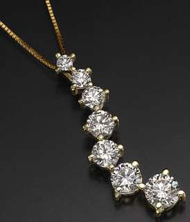 Ct VS YG Gold 14k Diamond Journey Pendant Necklace WG  