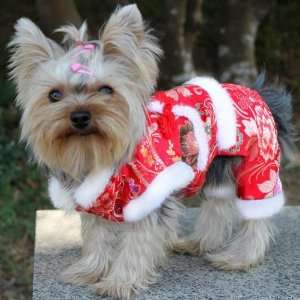  New   Cute Dogs Clothing New Years Festival Costume Red 