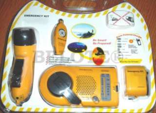 Complete Emergency 4pc Kit Radio Light Whistle Charger  