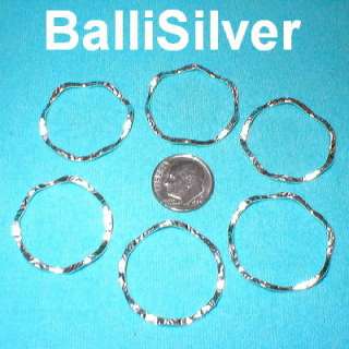 St Silver Jewelry Parts 28mm HAMMERED WAVY CIRCLES  