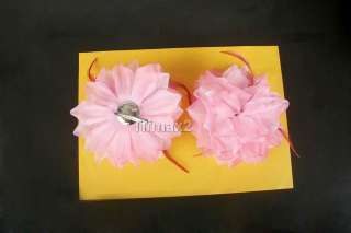  Satin Silk Pink Flower Dress Brooch Pin Hat Hair Clip Corsage  