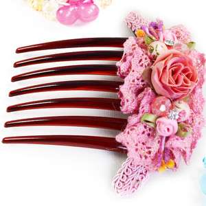   color Fashion Women Fabrics Headwear Accessories Flower Hair Comb A183