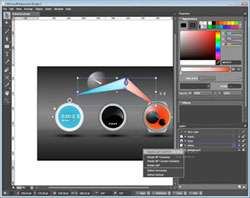 Access powerful vector drawing and editing tools with the included 