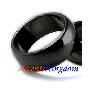 10mm Black Magnetic Hematite Dome Band Ring Size 7 12  