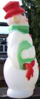 EMPIRE SNOWMAN Light Blow Mold Plastic 1968 CHRISTMAS WREATH CANDY 