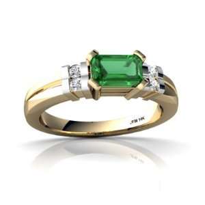  14K Yellow Gold Emerald cut Created Emerald Ring Size 7 Jewelry