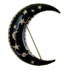   Pin   Gold Plated Crescent Moon CZ Crystals Lapel Pin Toys & Games