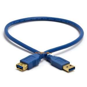   Female Extension Gold Plated Cable 1.5ft Blue