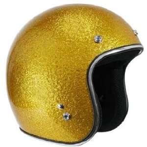   Gold Mega Flake Open Face Motorcycle Helmet Sz S
