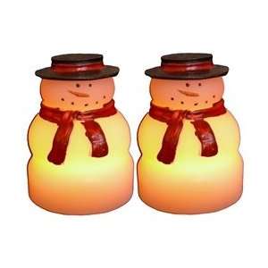  Flickering Flameless LED Wax Snowman Candles, 2 Pack