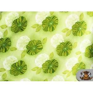  Fleece Printed FLORAL LIME Fabric sold by the yard 