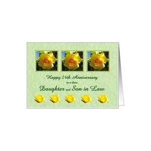   24th Anniversary Daughter and Son in Law   Yellow Rose Flowers Card