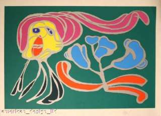 Karel Appel Flying Flower Passion Hand Signed Art Important Listed 