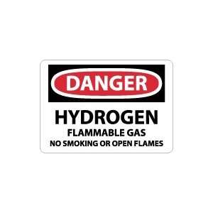 OSHA DANGER Hydrogen Flammable Gas No Smoking Or Open Flames Safety 