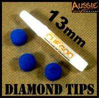 Blue Diamond 13mm Pool Cue Tips + NEW Quick Set Glue  