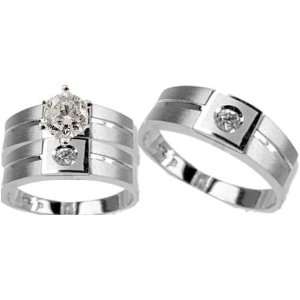   Gold, Trio Three Piece Wedding Ring Set with Lab Created Gems Jewelry