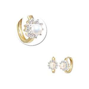   Faux White Pearls Mini Huggies Stud Earring Lab Created Gems Jewelry