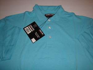 Kirkland Signature Blue Polo Shirt Cotton Pique XXL NEW  