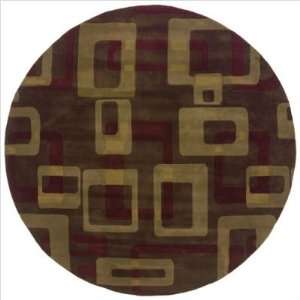   Squares Contemporary Round Wool Rug Size 6 Round
