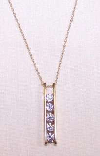 14K Gold Diamonique Ladder Necklace 18 2.9g  