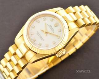 LADIES ROLEX OYSTER PERPETUAL 18K GOLD DIAMOND WATCH  