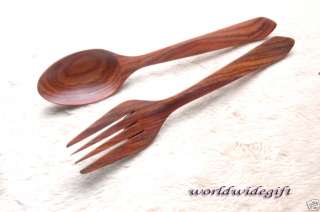 Wooden Utensil Rose Wood Spoon Fork 7 UNVARNISHED Set  