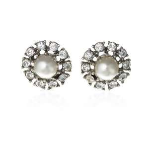  Ben Amun   Pearl and Crystal Stud Earrings Jewelry