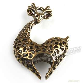5pcs 141868 Heart Giraffe Charms Vintage Bronze Hollow Pendants 