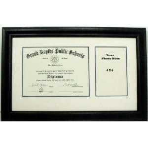 Graduation Diploma Creme & Royal Blue Certificate Photo Frame Matted 9 