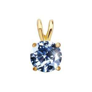   Yellow Gold Pendant with Blue Diamond 3/4 carat Brilliant cut Jewelry