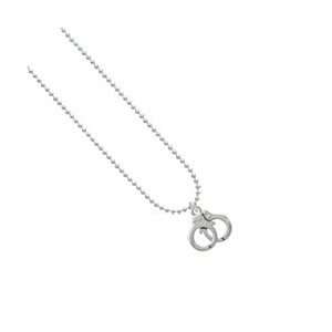  Silver Handcuffs   2 D Silver Plated Ball Chain Charm 