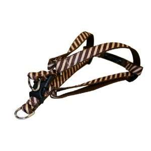  Medium Tan/Brown Stripe Dog Harness 3/4 wide, Adjusts 18 