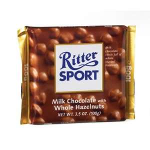 RITTER SPORT Milk Chocolate w/Whole Hazelnuts Bar 10 Count