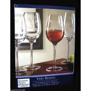  Mikasa Gourmet Basics Very Berries/vine 14oz Wine Glasses 