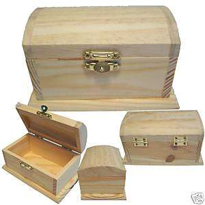 Wood TREASURE CHEST Pirate Trinket/Jewelry/Lock/Art BOX  