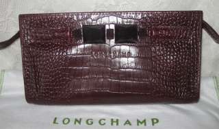 LONGCHAMP KATE MOSS LEATHER CROC EMBOSSED CLUTCH  