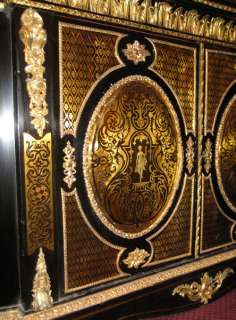 Napoleon III Ebonized Boulle Style Cabinet Bookcase  