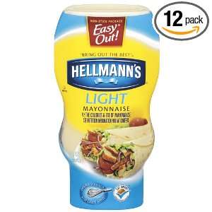 Hellmanns Light Mayonnaise, 9 Ounce squeeze bottle (Pack of 12 