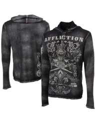 Affliction Underpainting Long Sleeve Hooded Shirt   Black