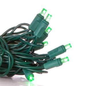   Wide Angle Green LED Christmas Light Set; Green Wire