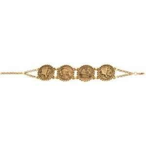 New Authentic Low Luv by Erin Wasson Gold Rope Wrapped Four Coin Chain 