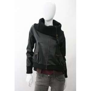 Madison Marcus Leather Rib Jacket in Black