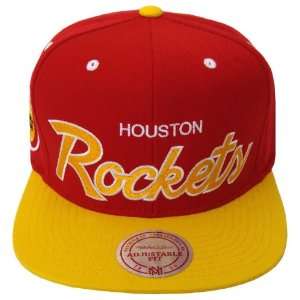  Houston Rockets Retro Mitchell & Ness Script Snapback Cap Hat 