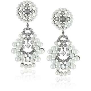 CZ by Kenneth Jay Lane Drop Rococo Pearland Rose Earrings   designer 