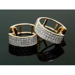    Women Huggie Earrings 10K Yellow Gold 0.45CT Diamond Jewelry