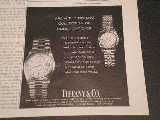   Tiffany & Co RARE Small Ad Rolex Mens Ladys Watch Watches  