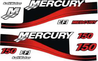 Mercury outboard motor 150hp red decals graphics  