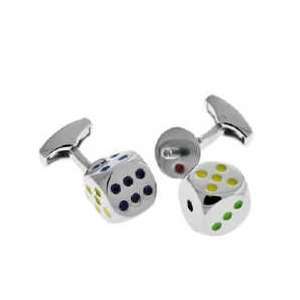  Tateossian RT REAL DICE Cufflinks   rhodium plated 